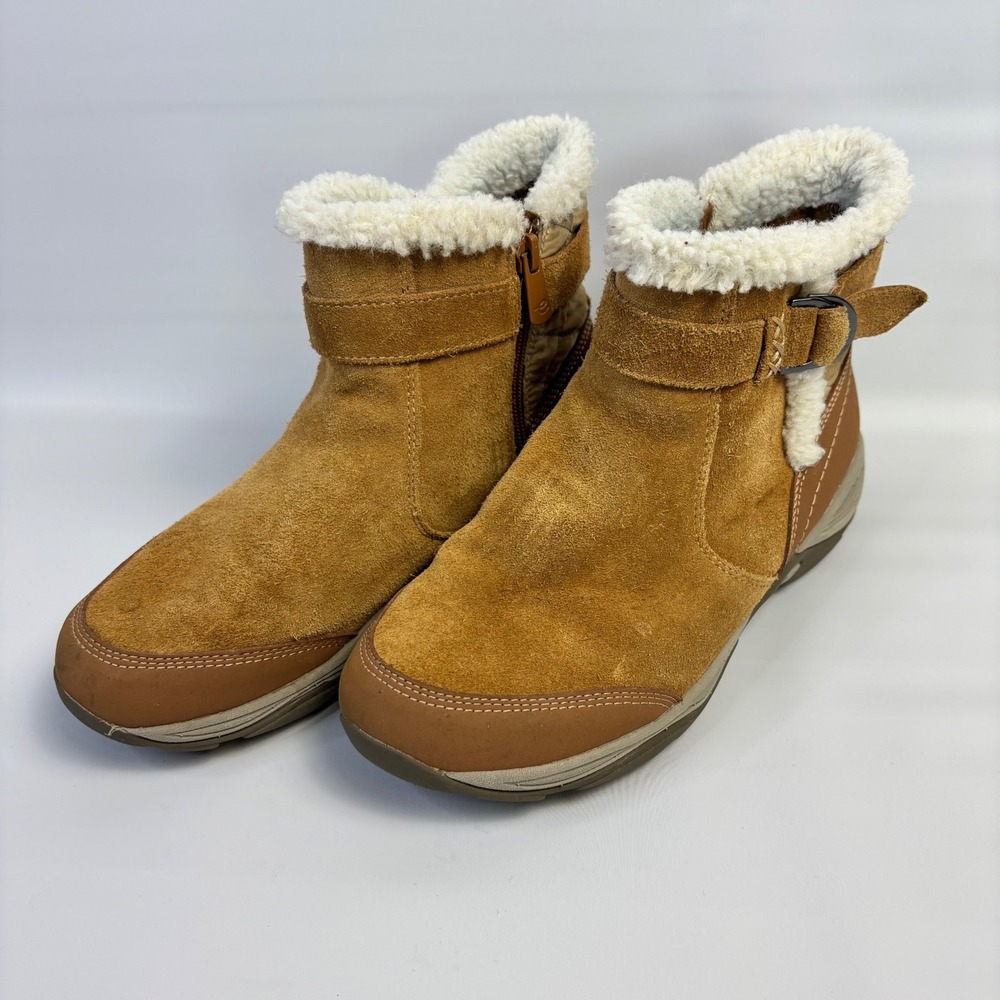 EASY SPIRIT Womens Brown Water Resistant Elk Round Toe Wedge Zip-Up Winter 9M - Picture 2 of 11